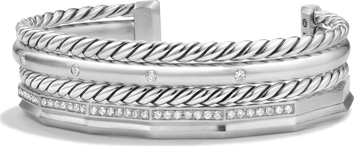 David Yurman Stax Narrow Cuff Bracelet with Diamonds