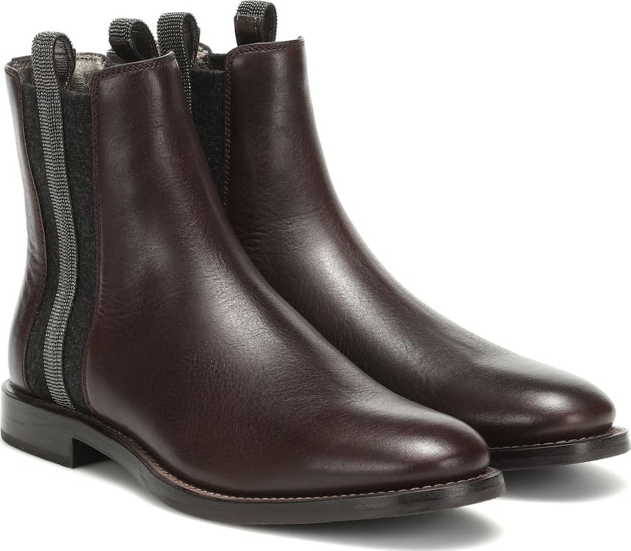 Brunello Cucinelli Embellished leather ankle boots