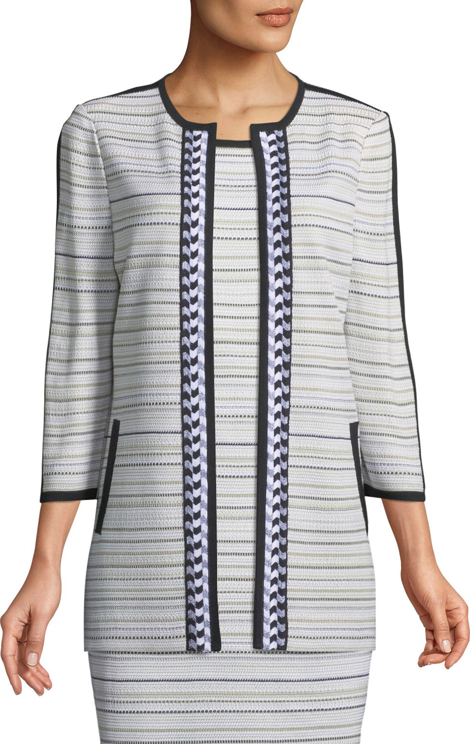 Misook Neutral Striped Topper Jacket