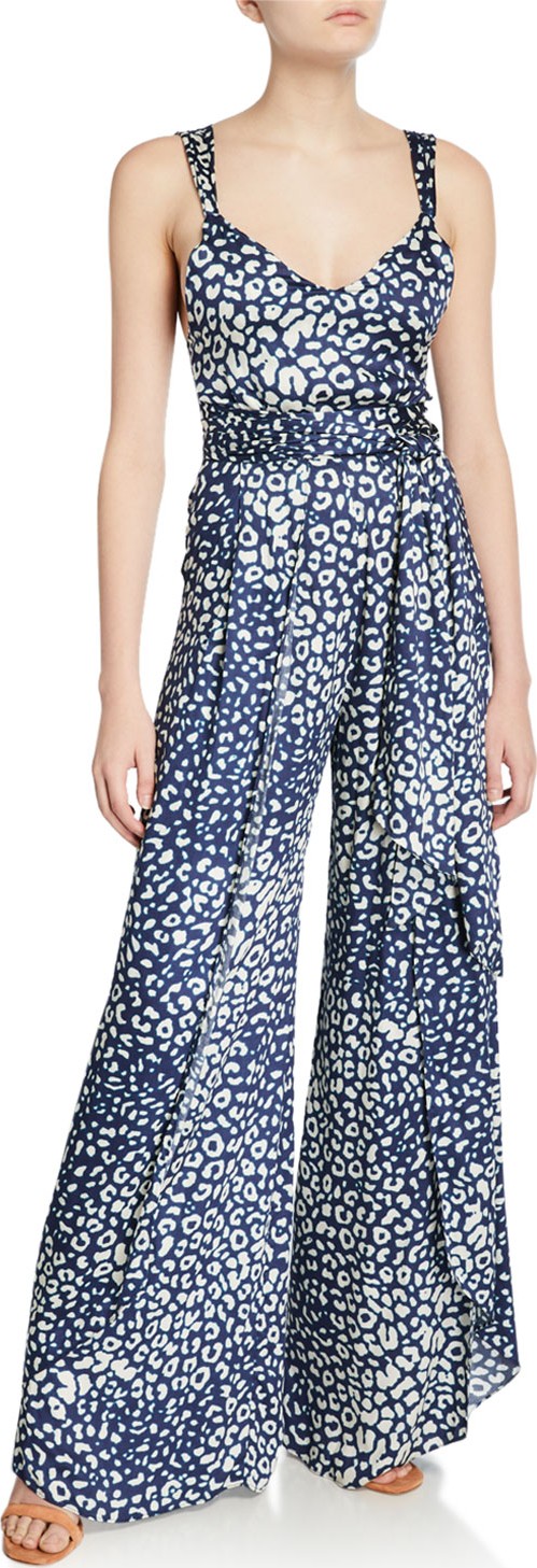 Alexis Tyrell Wide-Leg Leopard-Print Jumpsuit