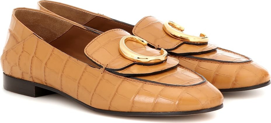 Chloe Chloé C croc-effect leather loafers