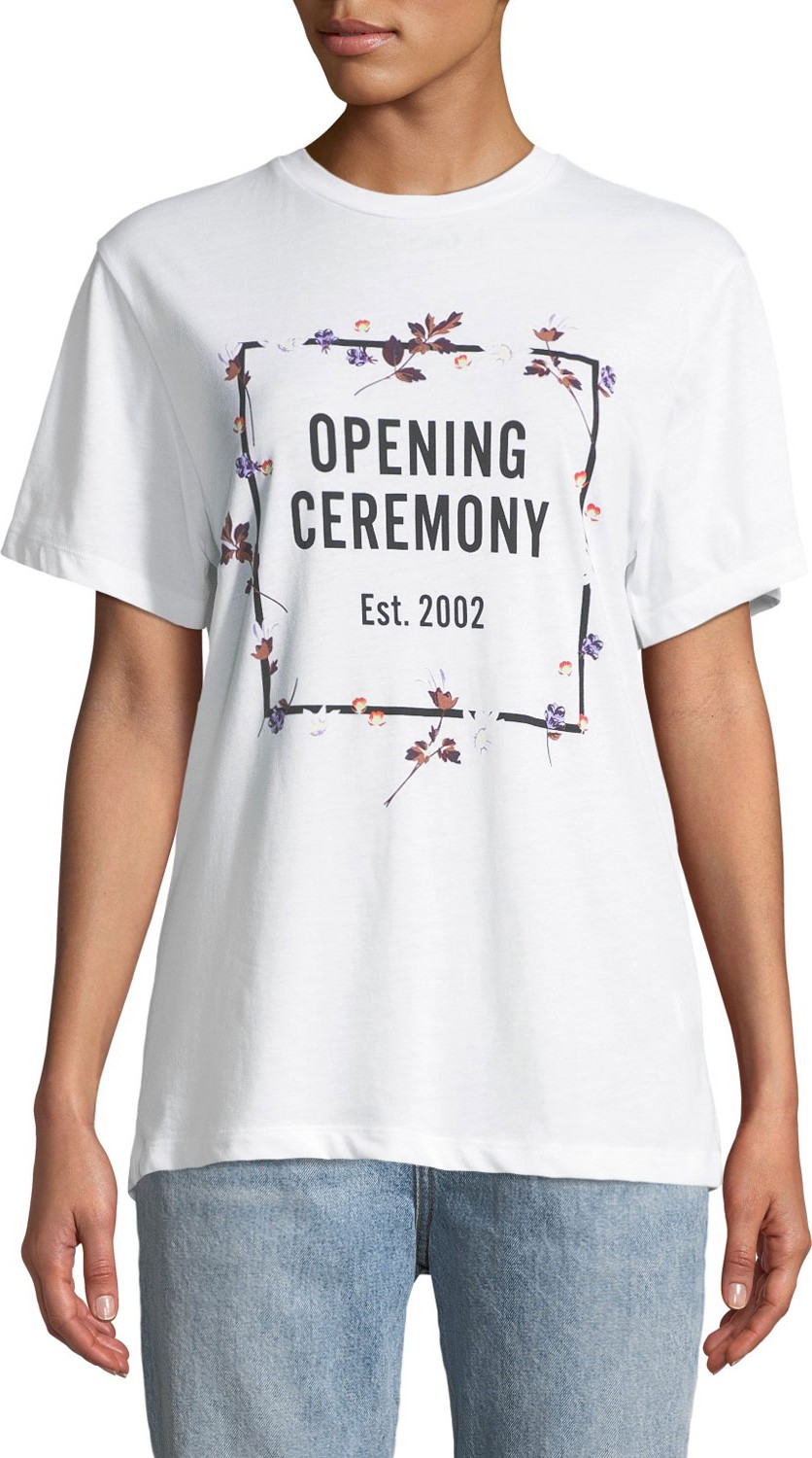 Opening Ceremony Floral Logo Graphic Crewneck Tee