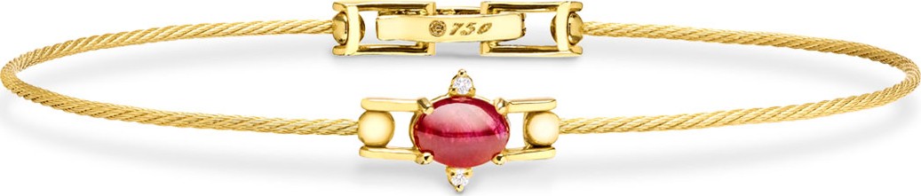 Paul Morelli Ruby Cabochon & Diamond Wire Bracelet in 18K Gold