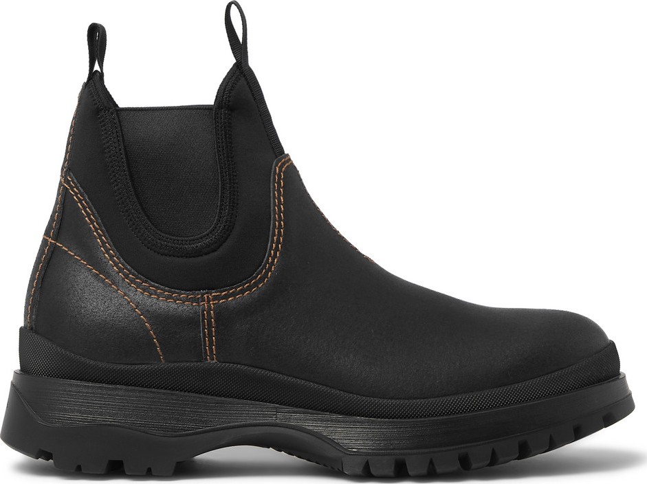 Prada Textured-Leather and Neoprene Chelsea Boots