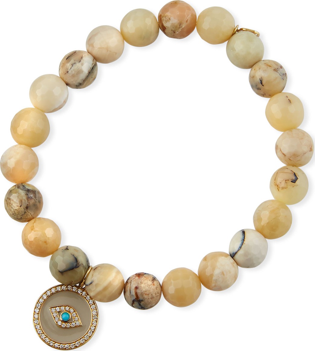 Sydney Evan 14k Enamel Evil Eye & Opal Bracelet