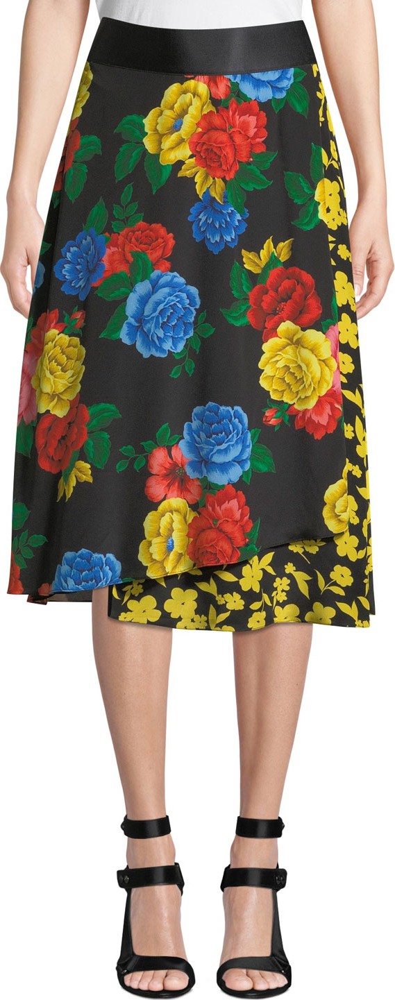 Alice + Olivia Nanette Mock-Wrap Midi Skirt