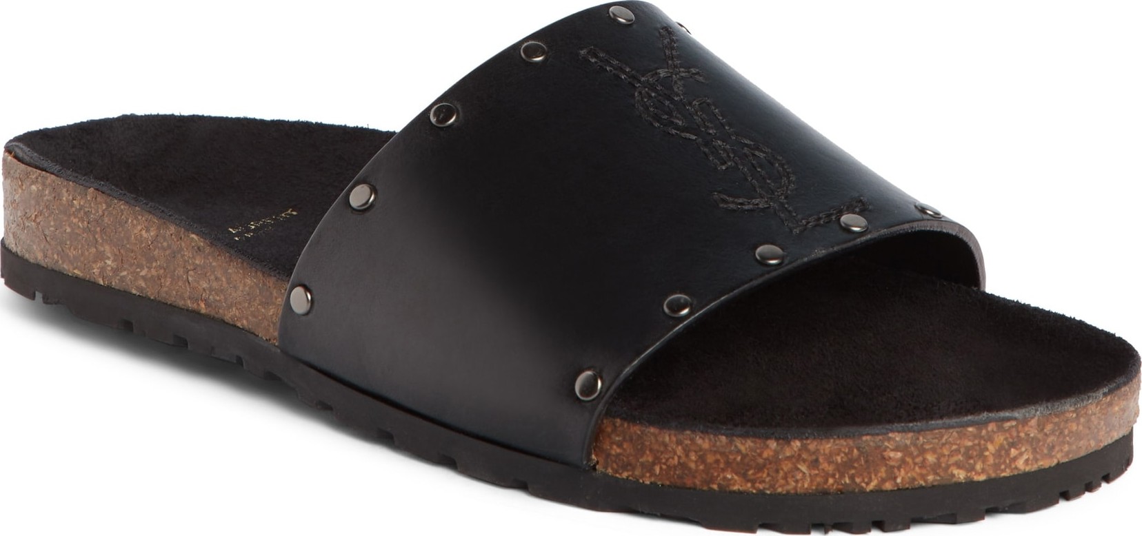 Saint Laurent Jimmy Logo Stud Slide Sandal