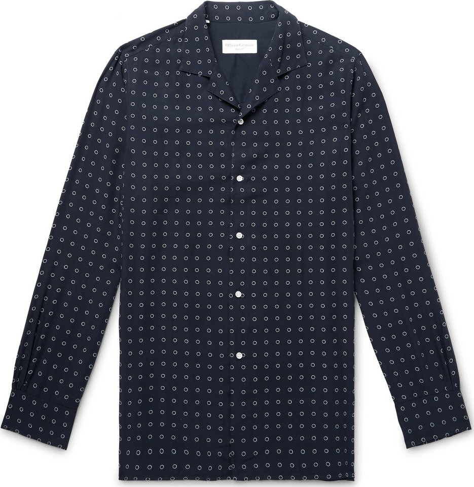 Officine Générale Camp-Collar Printed Lyocell Shirt