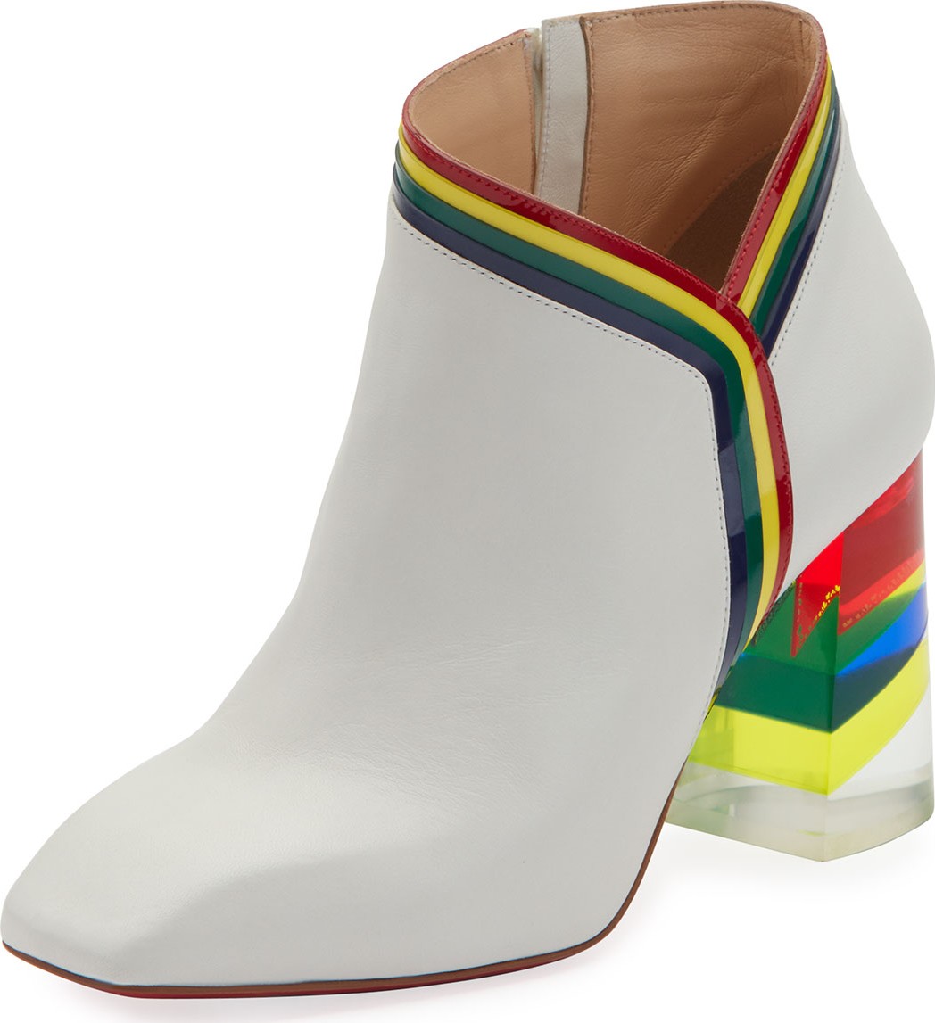 Christian Louboutin Raniboot 85 Rainbow Plexi-Heel Red Sole Booties Christian Louboutin Raniboot 85 Rainbow Plexi-Heel Red Sole Booties