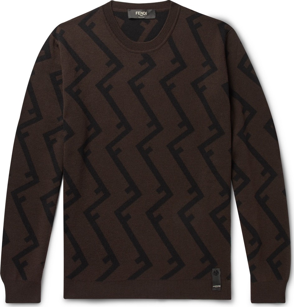 Fendi Logo-Jacquard Wool Sweater