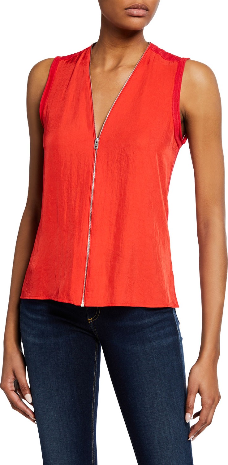Rag & Bone Valerie Zip-Front Sleeveless Top