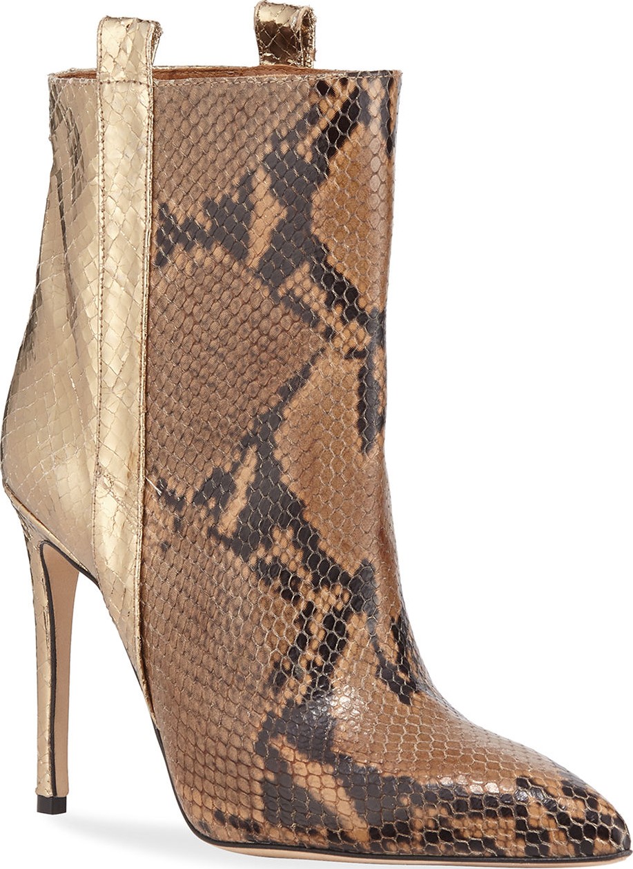 Paris Texas Metallic Snake-Embossed Stiletto Booties