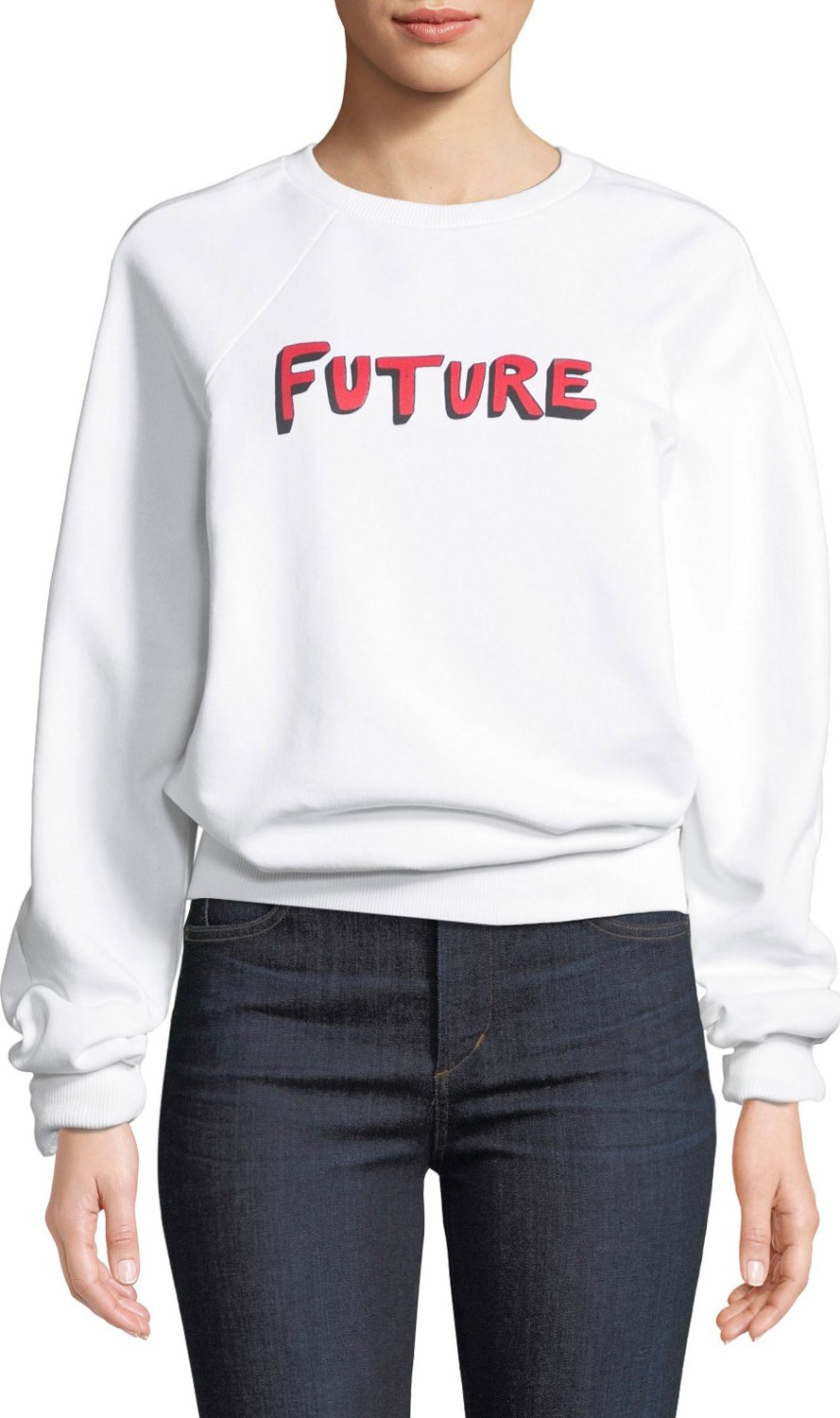Bella Freud Future Crewneck Raglan Cotton Sweatshirt