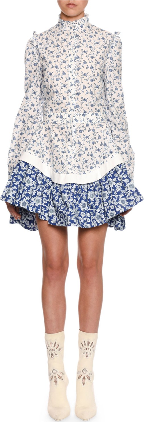 Alexander McQueen Victorian Floral Peplum Mini Dress