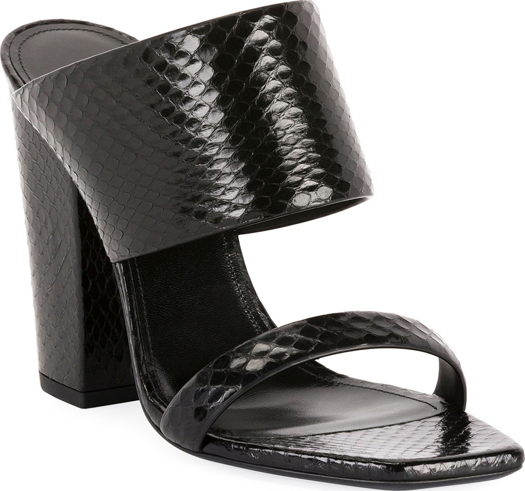 Saint Laurent Oak Snakeskin Mule Sandals