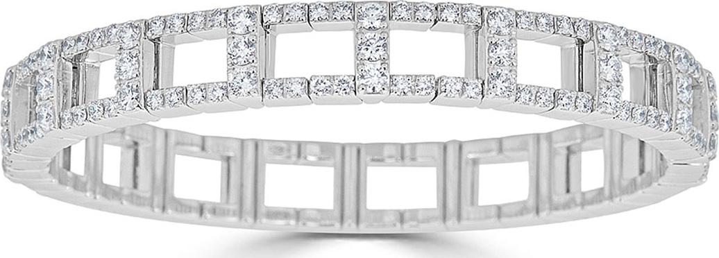 ZYDO 18k White Gold Stretch Link Bracelet w/ Diamonds