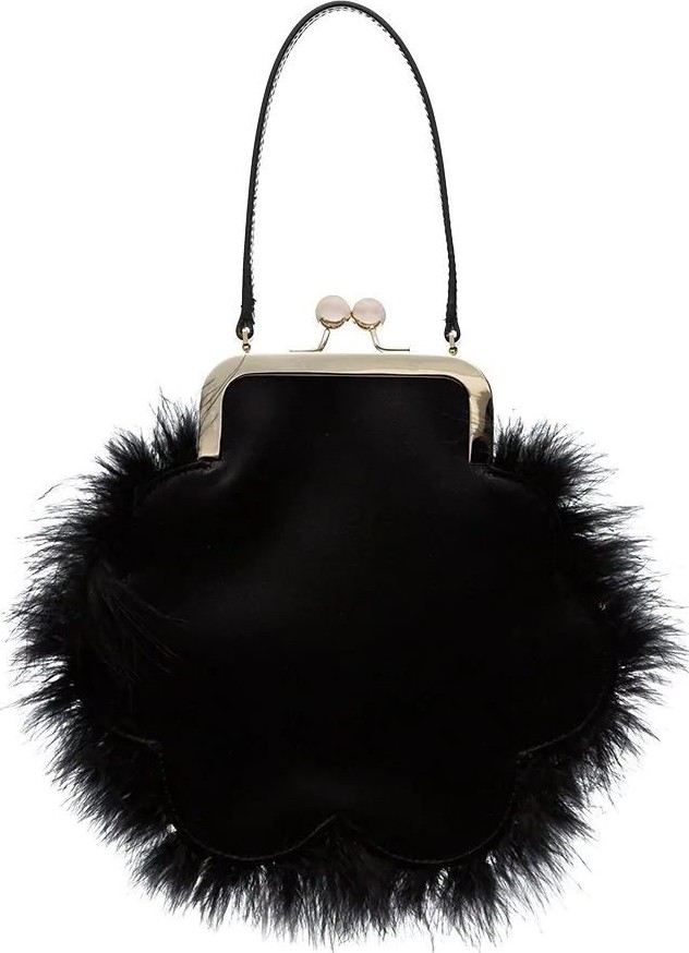 Simone Rocha feather embellished silk satin handbag