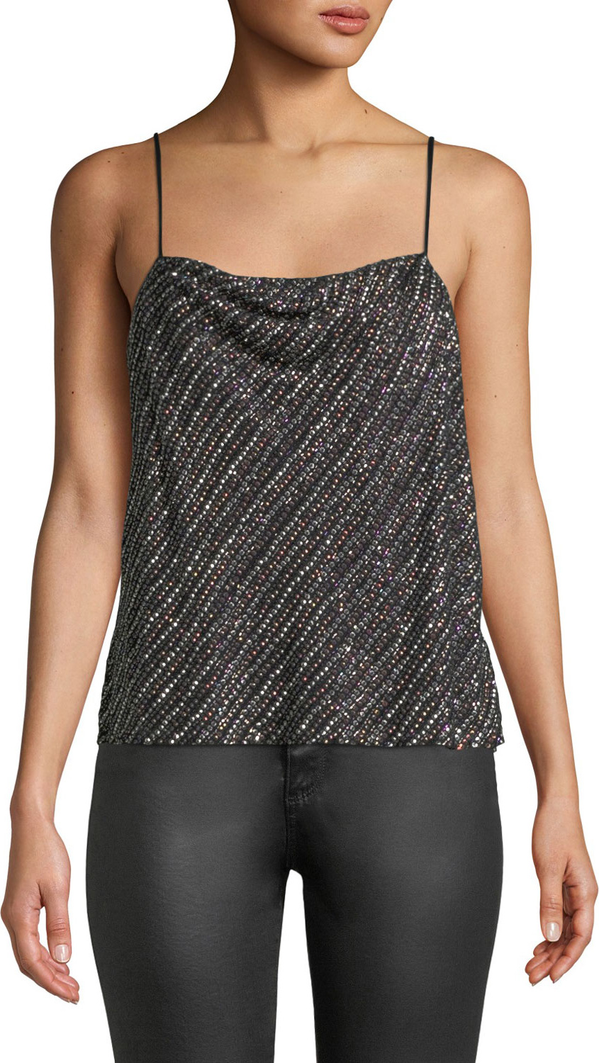 Parker Summer Sequined Cowl-Neck Tank
