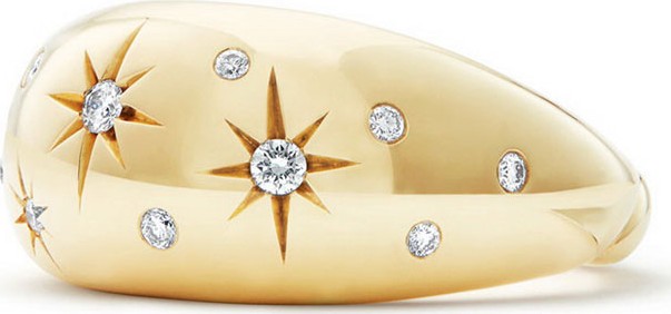 David Yurman 11mm Pure Form 18K Gold Diamond Star Ring, Size 5