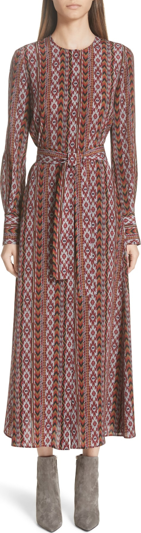 Lafayette 148 New York Coleen Belted Silk Midi Dress