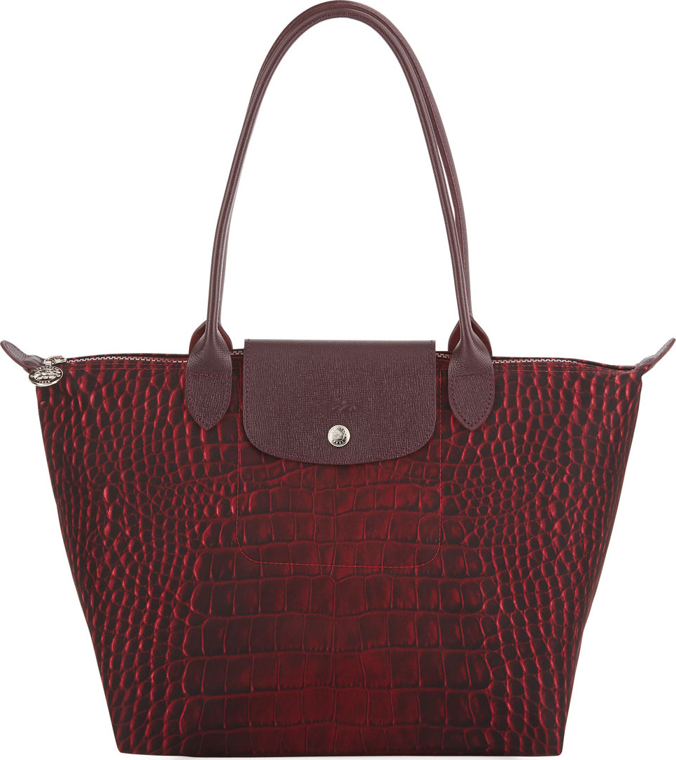 Longchamp Le Pliage Medium Croco Shoulder Tote Bag