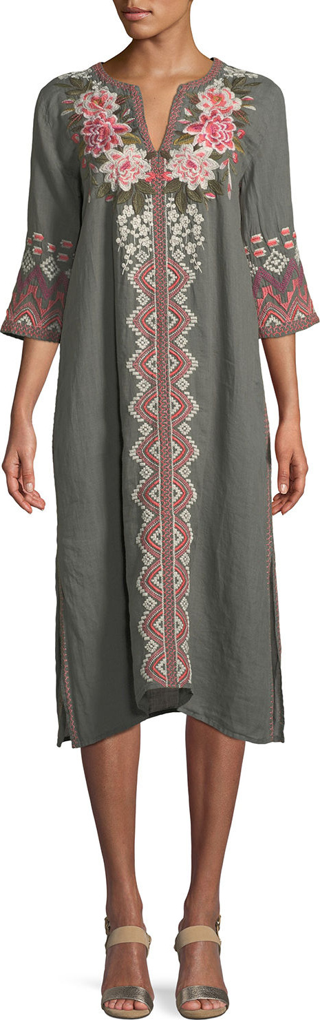 Johnny Was Parnaz Embroidered Caftan Dress