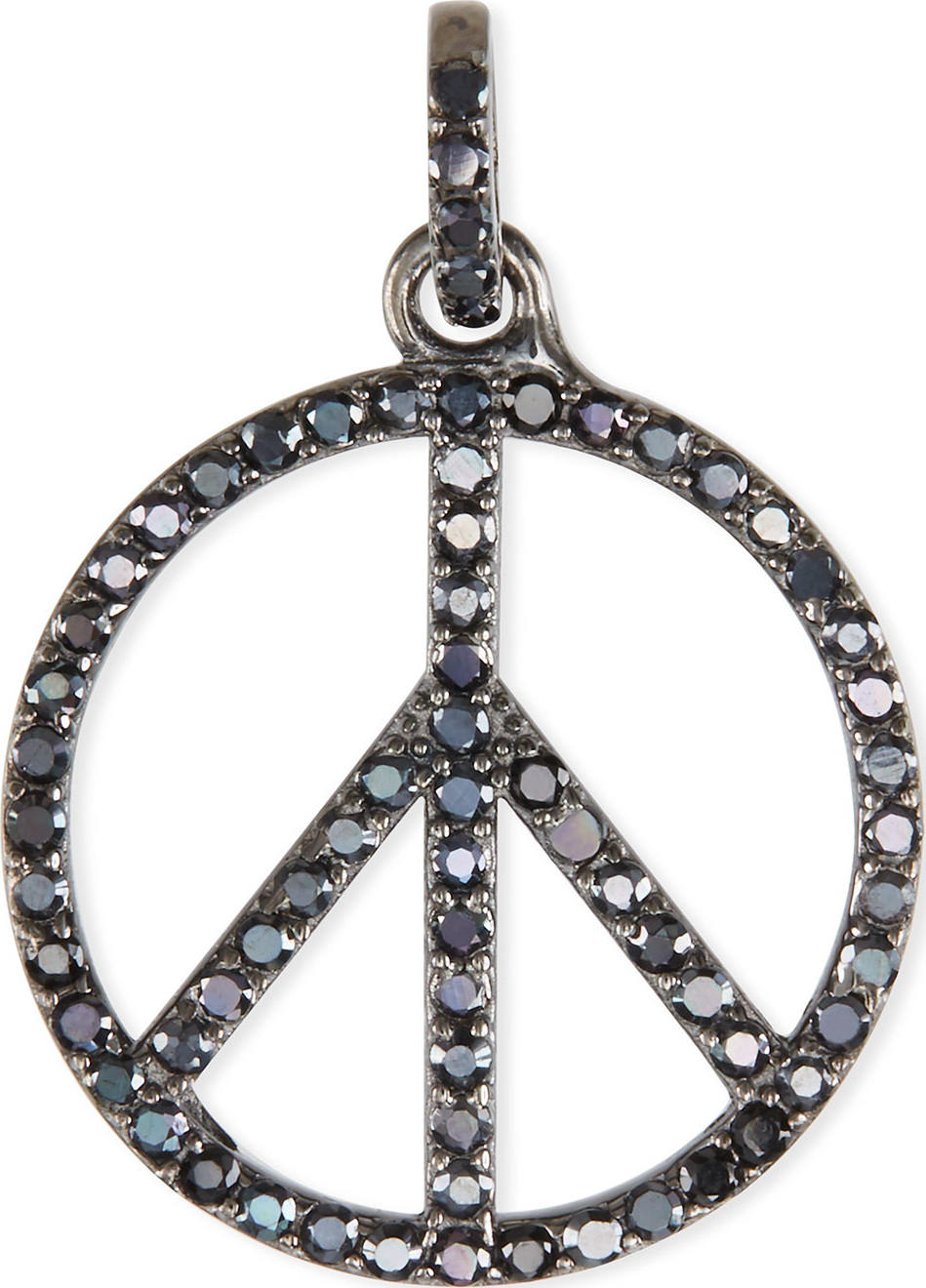 Margo Morrison Black Spinel Peace Sign Charm Pendant