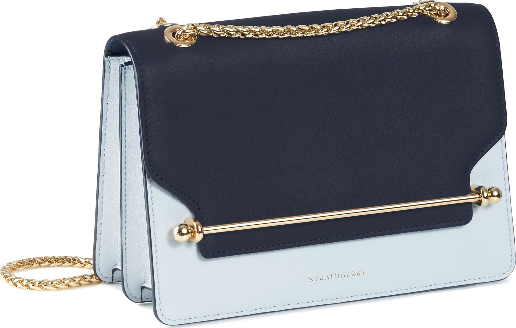 Strathberry East/West Bicolor Leather Crossbody Bag