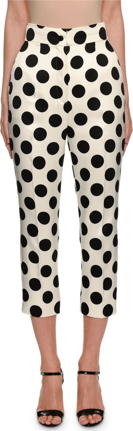 Dolce & Gabbana Polka-Dot Duchess Satin Front-Zip Pants
