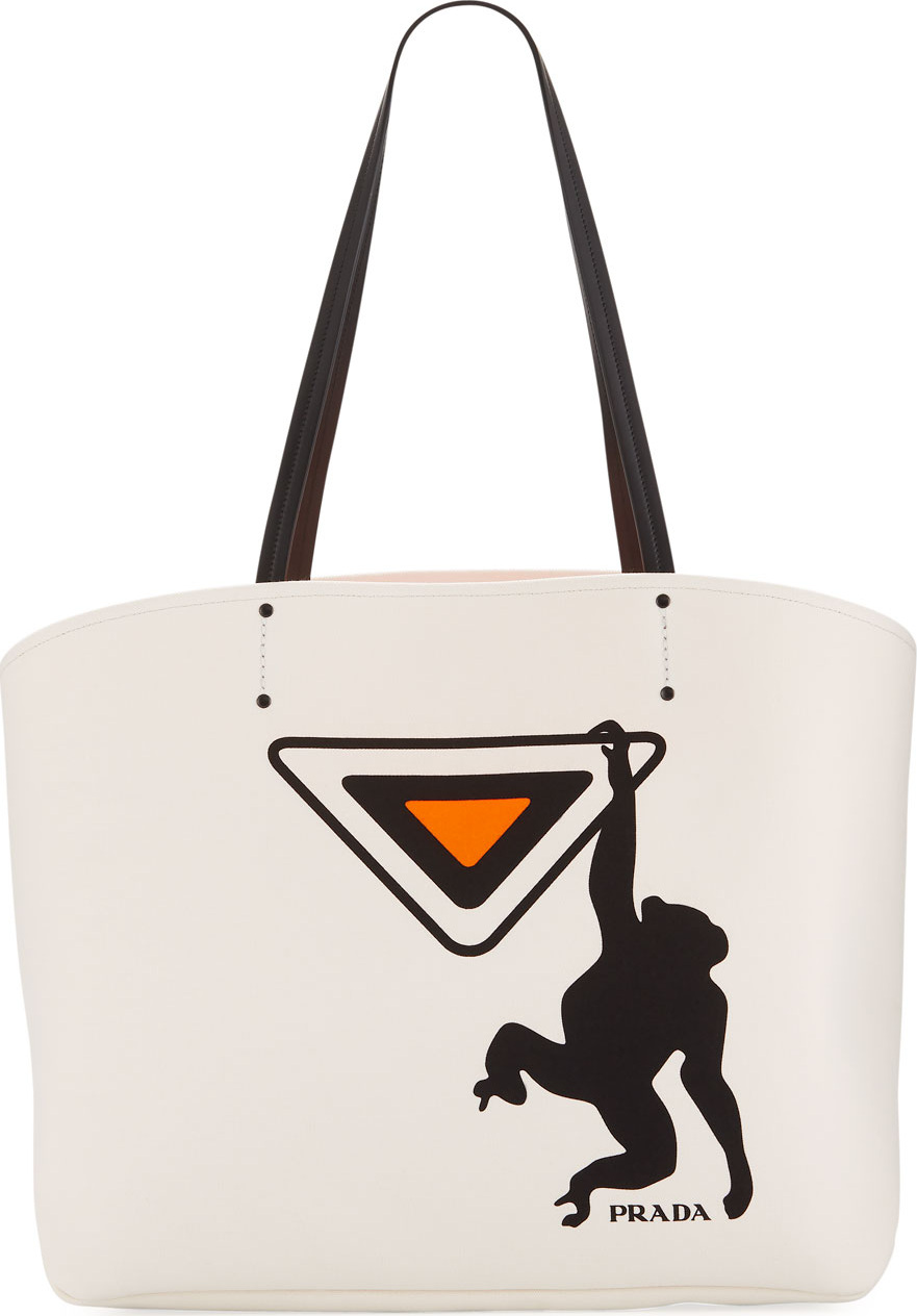 Prada Large Canapa Monkey Soft Tote Bag