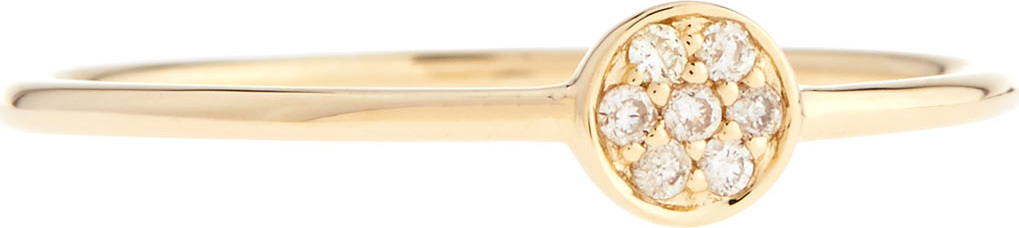 Sydney Evan 14 Tiny Disc Ring with Diamonds, Size 6.5