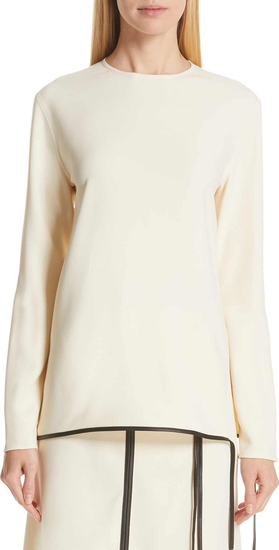 Victoria Beckham Leather Trim Top