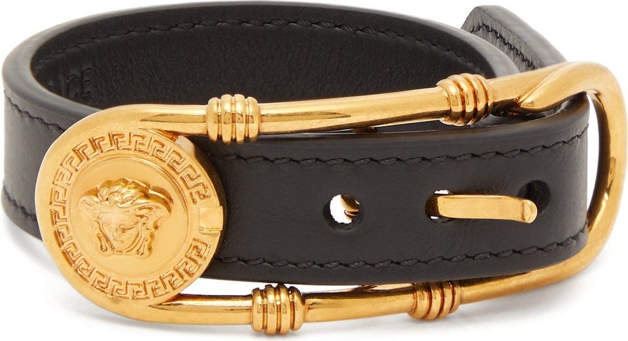 Versace Medusa-buckle leather bracelet