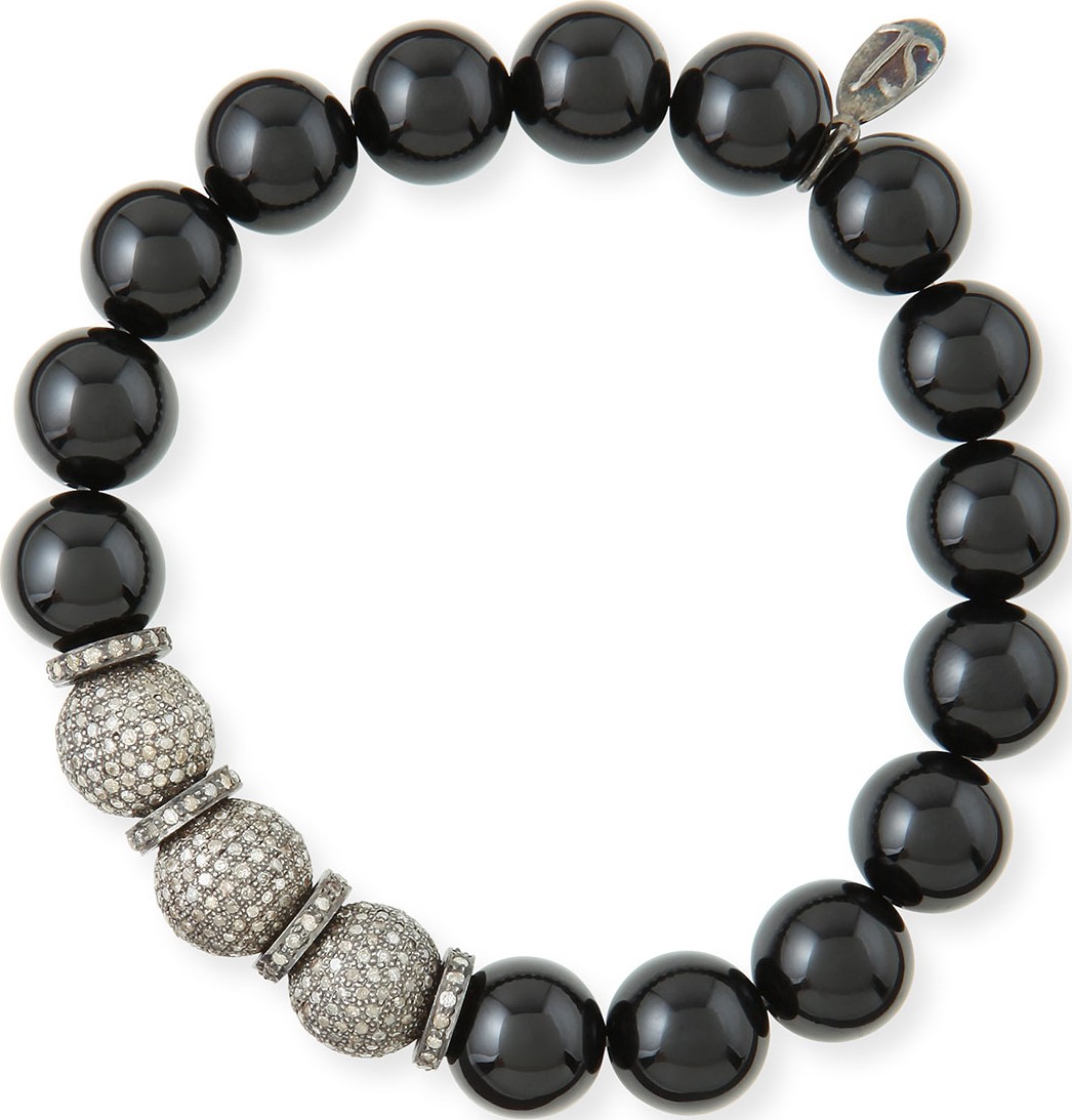 Sheryl Lowe 10mm Onyx & Pave Diamond Bracelet