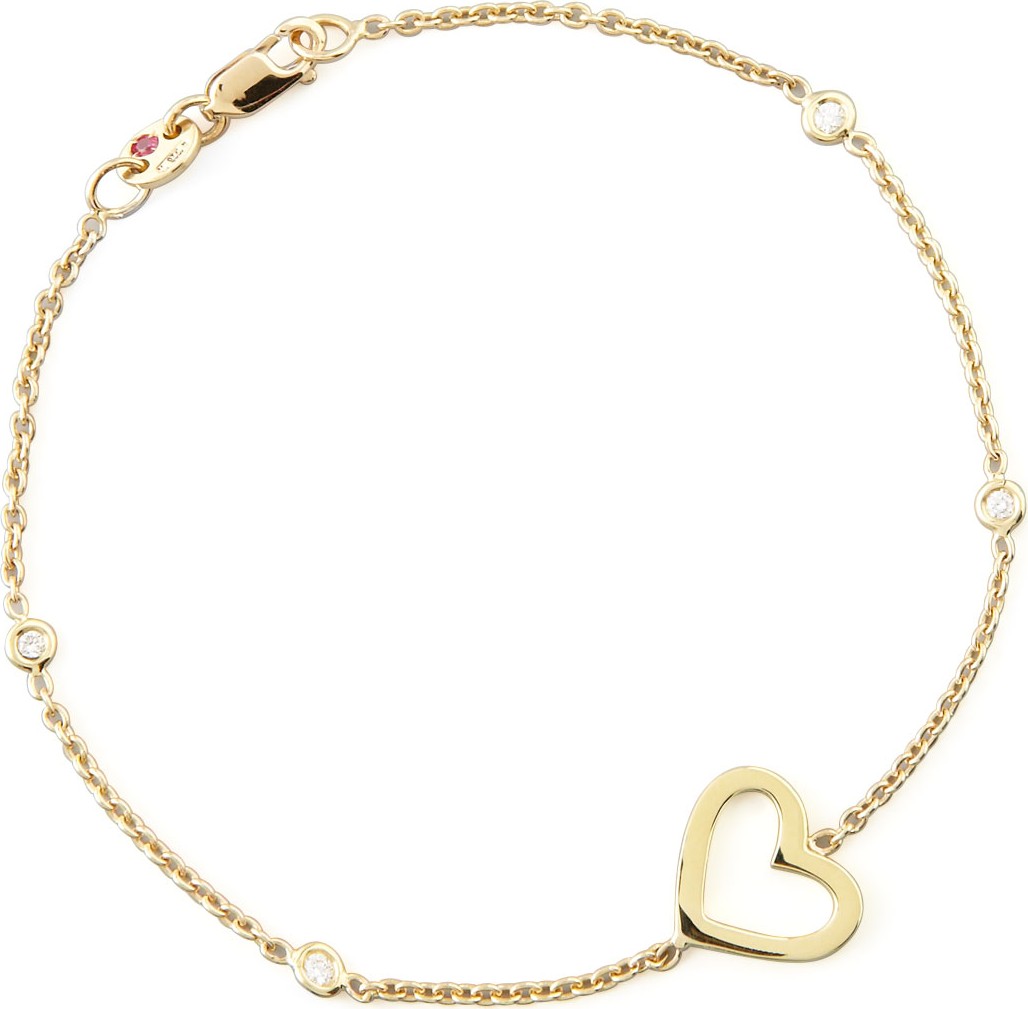 Roberto Coin Yellow Gold Heart Diamond Bracelet