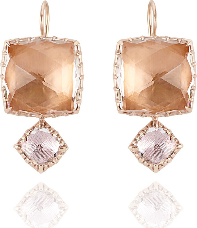 Larkspur & Hawk Sadie Matched Double Drop Cushion Earrings, Bellini/Ballet