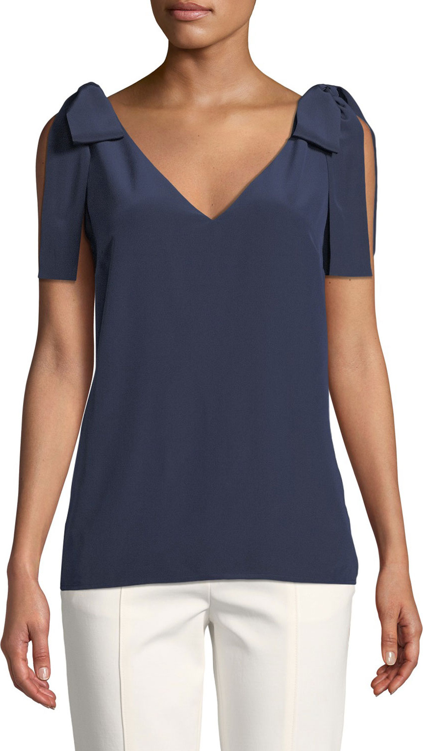 Tory Burch Tie-Shoulder V-Neck Tank