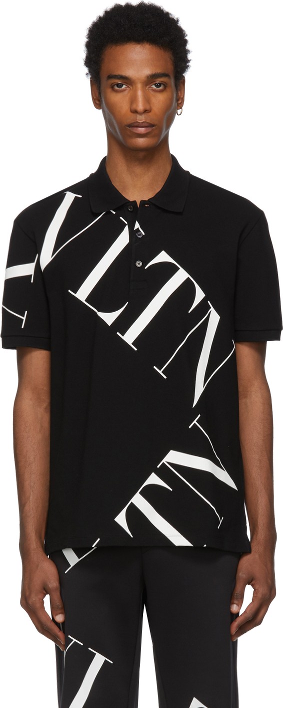 Valentino Black 'VLTN' Macrogrid Polo