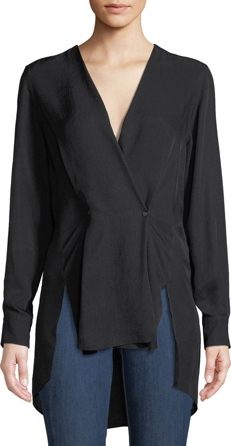 Rag & Bone Debbie Draped V-Neck High-Low Top