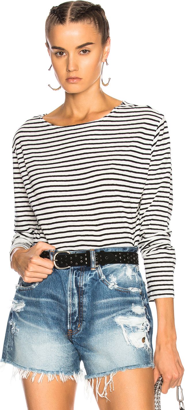 R13 Long Sleeve Boat Neck Top