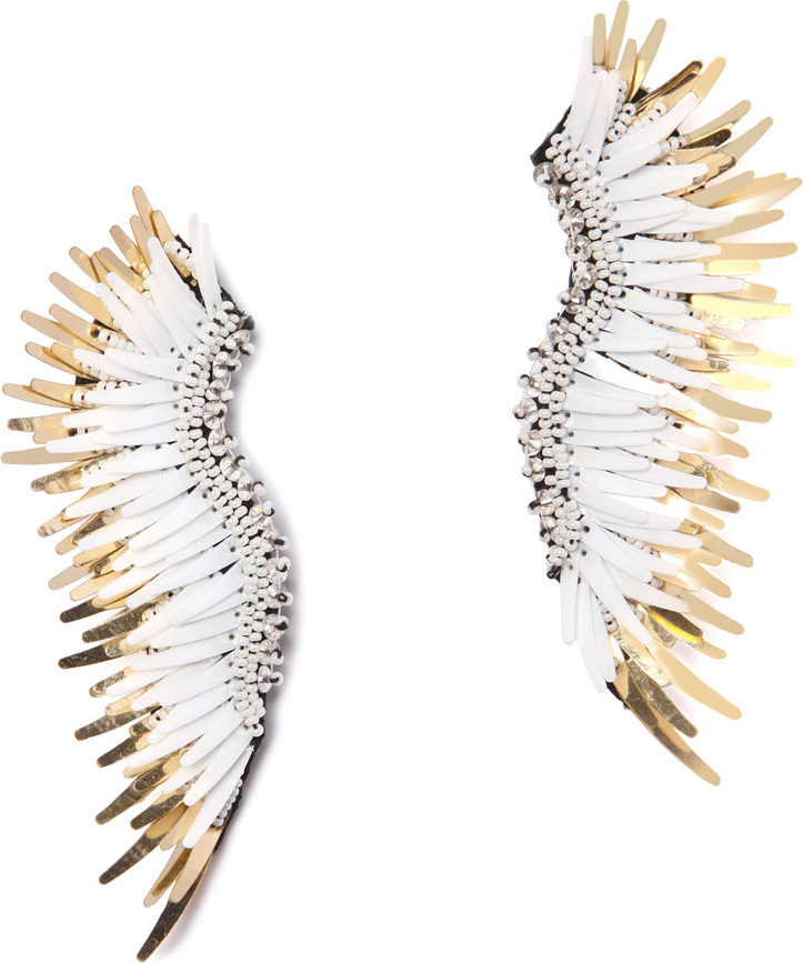 Mignonne Gavigan New York Madeline Beaded Statement Earrings, White/Golden