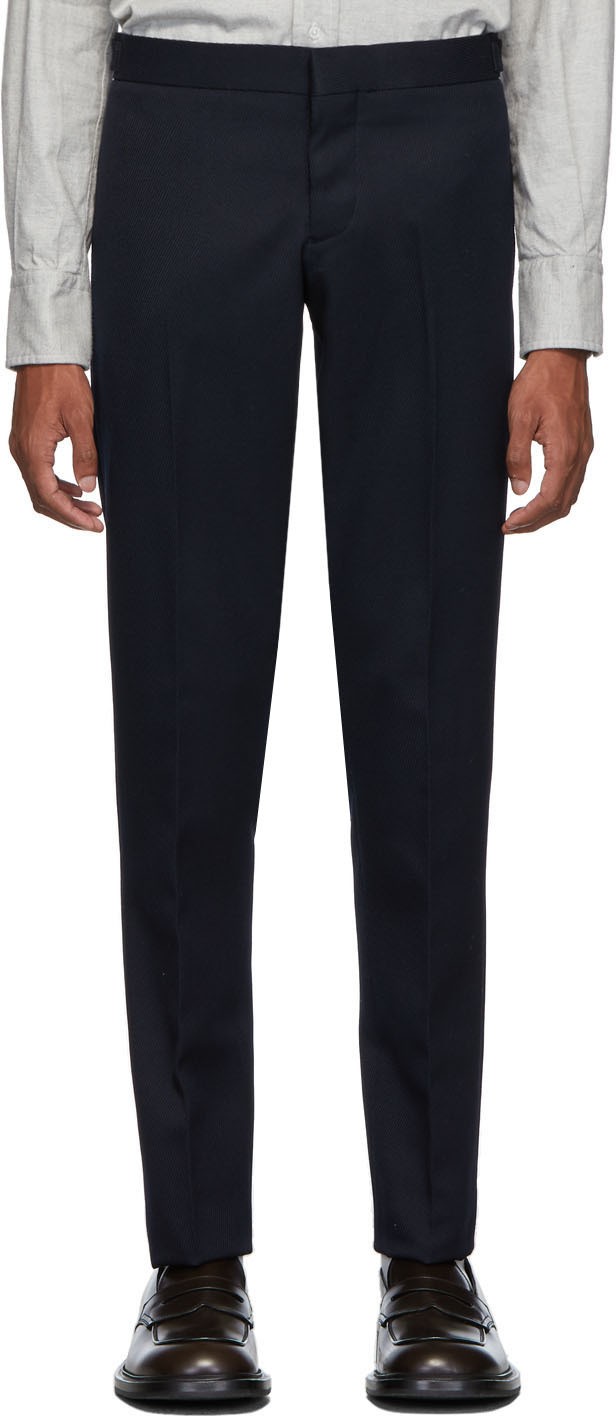 Thom Browne Navy Skinny Unconstructed Trousers
