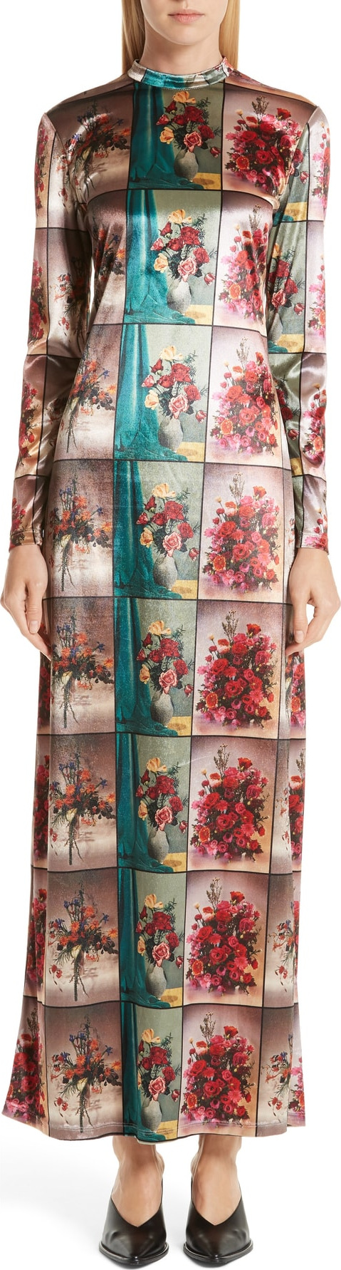 Stella McCartney Vase Print Velvet Maxi Dress