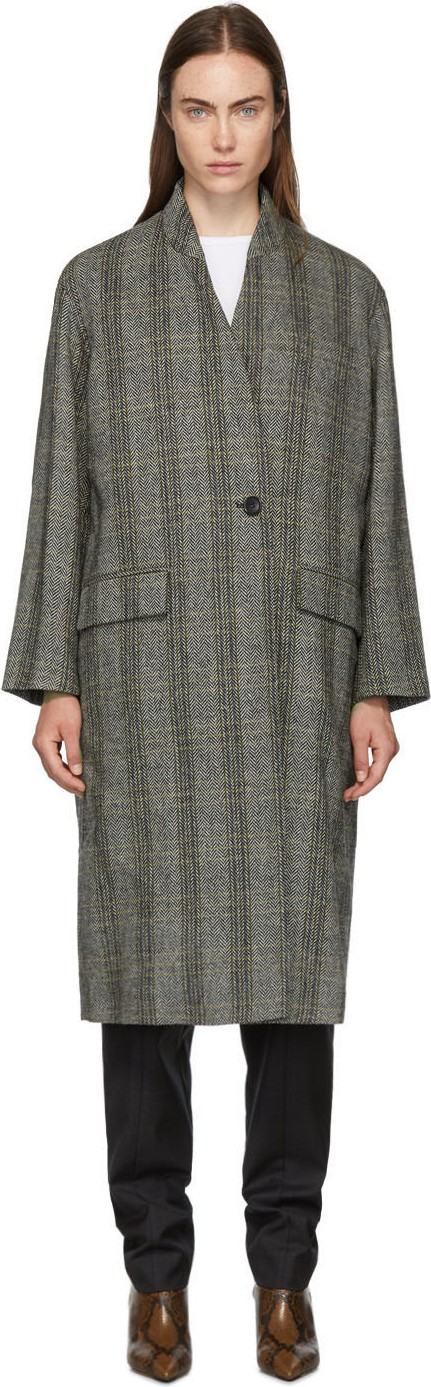 Isabel Marant Etoile Grey & Beige Henlo Coat