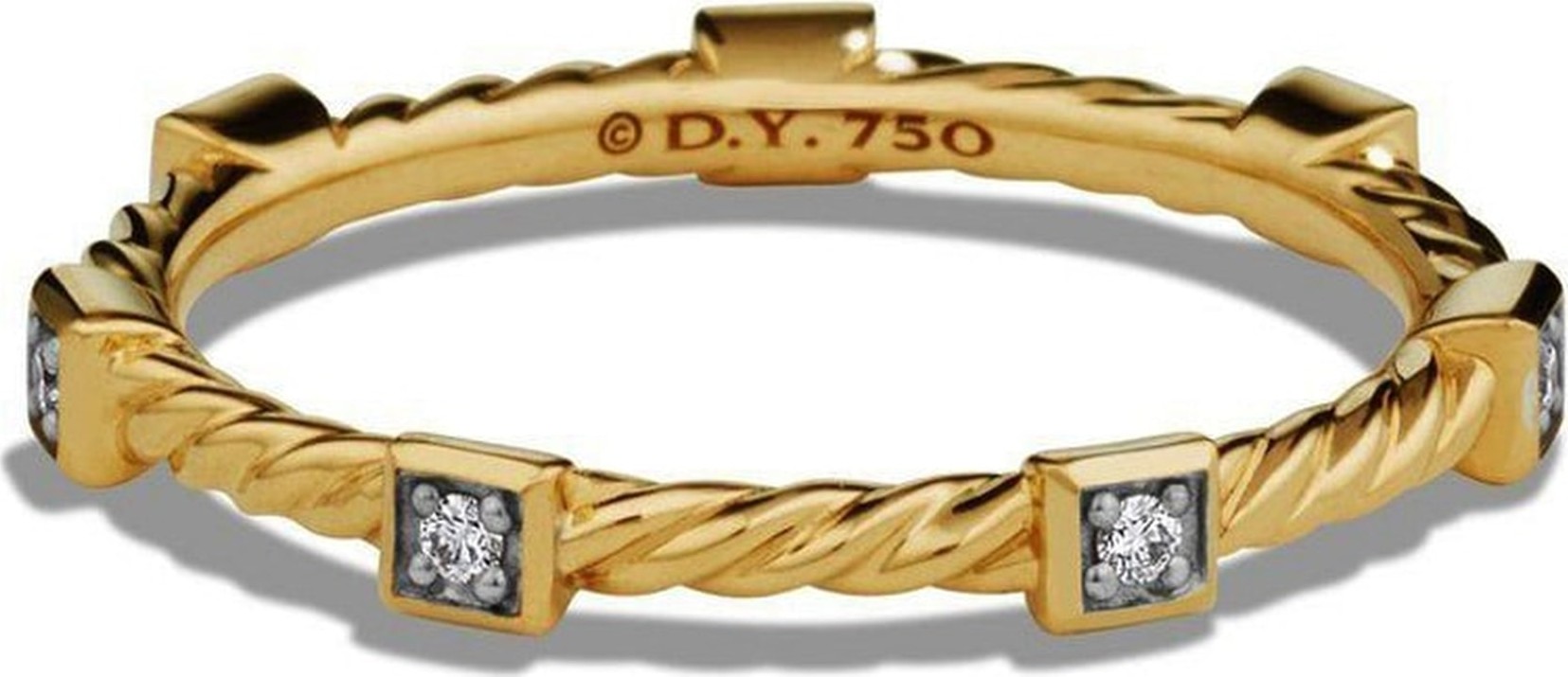 David Yurman Paveflex Ring with Diamonds in 18K Gold, 2.7mm