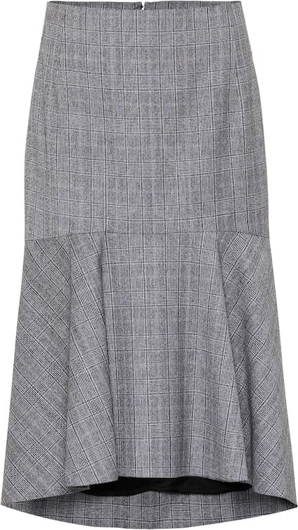 Balenciaga Checked wool midi skirt