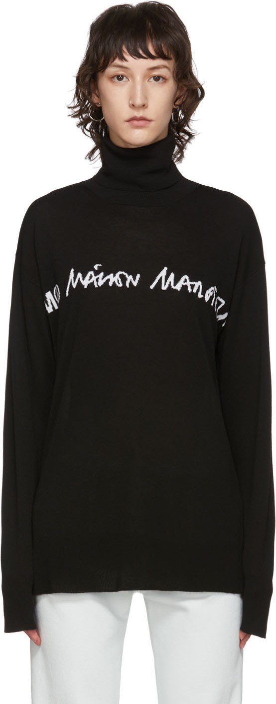 MM6 Maison Margiela Black Logo Turtleneck