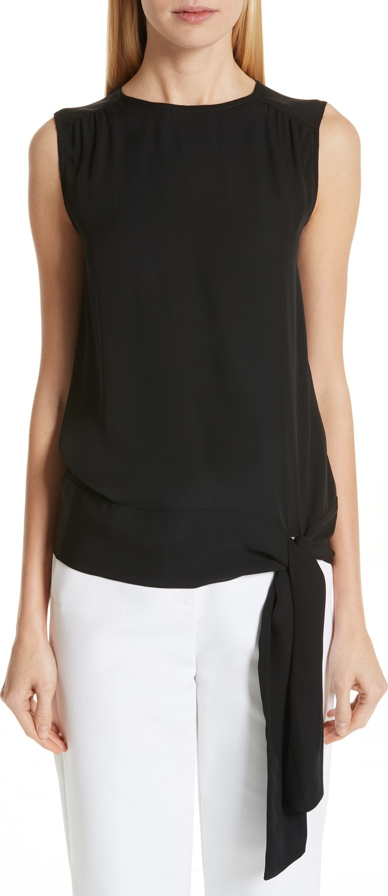 St. John Silk Tie Hem Shell St. John Silk Tie Hem Shell