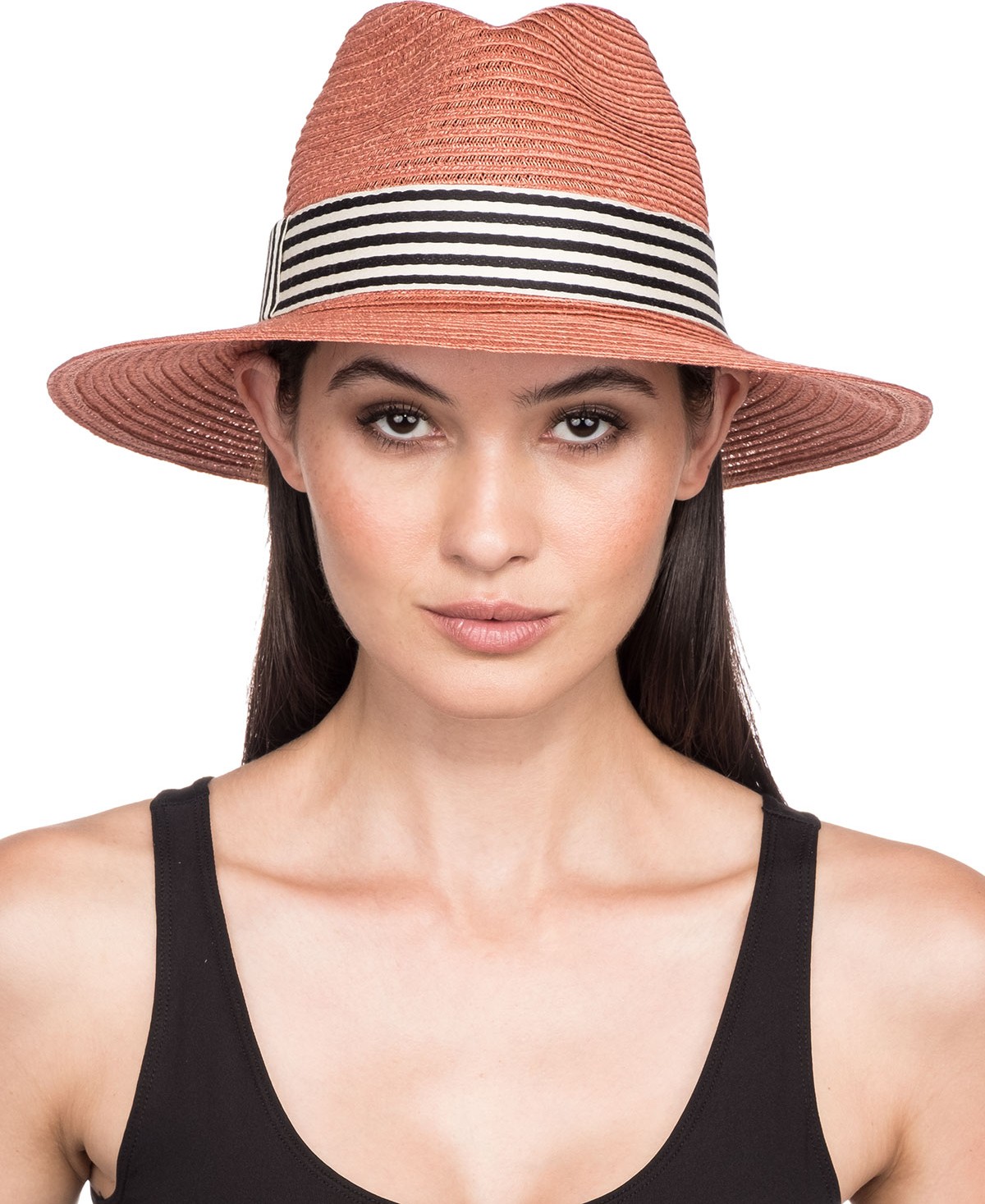 Eugenia Kim Courtney Packable Hemp Fedora Hat w/ Wide Striped Band