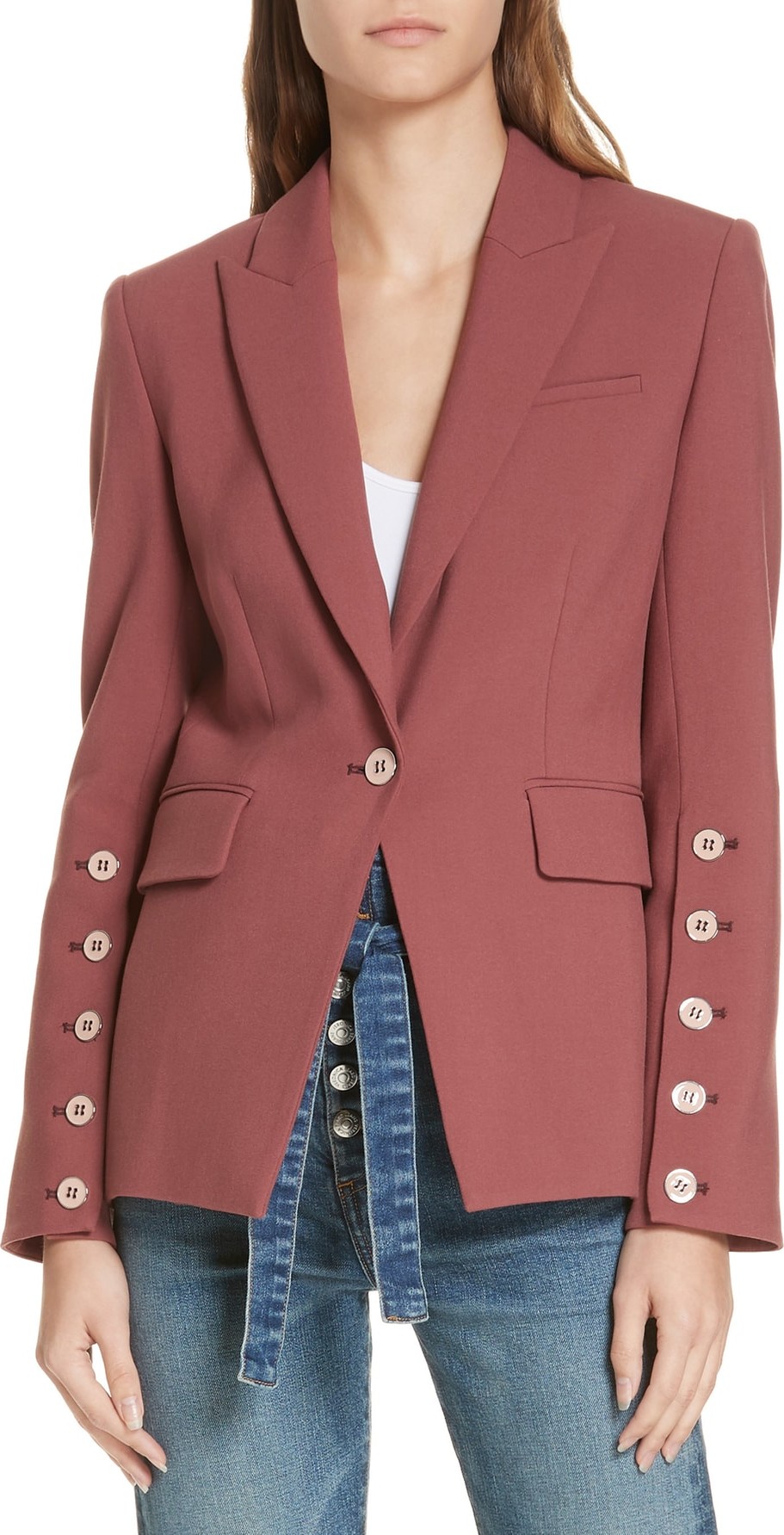 Veronica Beard Fogg Button Sleeve Dickey Jacket